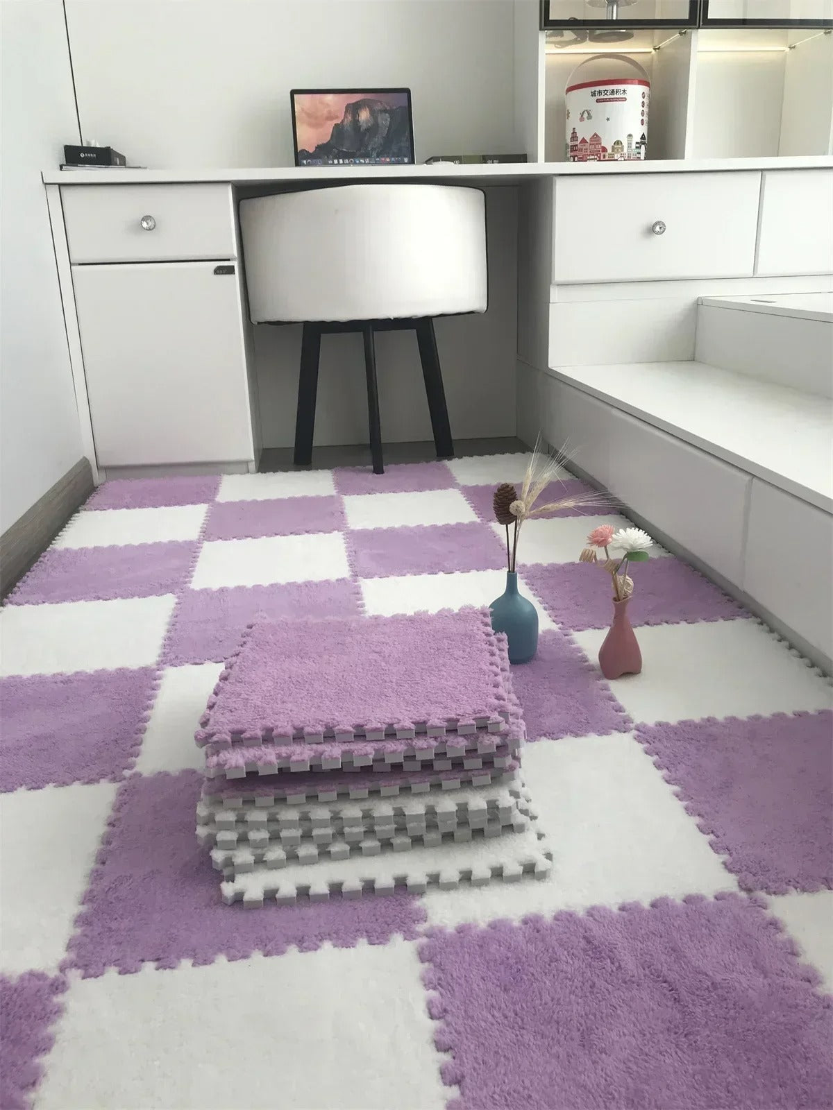 Soft Plush Warm Carpet Baby Play Mat Baby Bedroom Patchwork Carpet EVA Foam Interlocking Sports Floor Tiles Baby Warm Game Mat