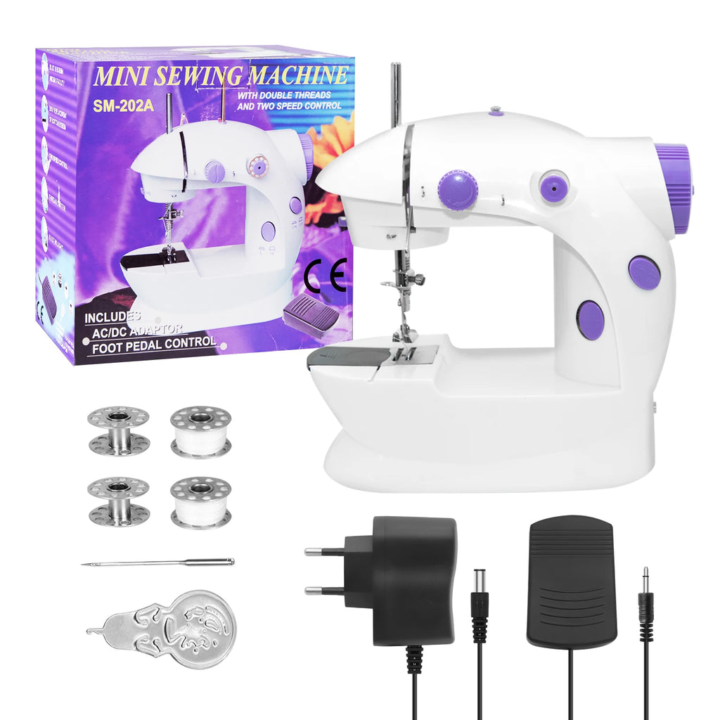 Portable Mini Electric Sewing Machine with Built-In LED Light – Compact & Lightweight Home Fabric Repair Tool
