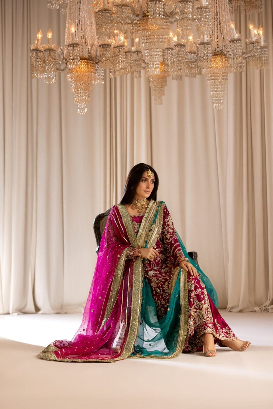Elegant Sheesha Silk Shirt and Trouser with Hand Embellishment and Organza Dupatta