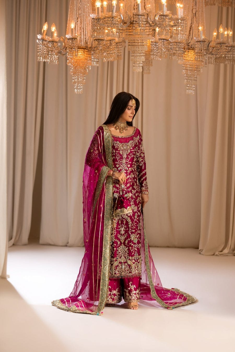 Elegant Sheesha Silk Shirt and Trouser with Hand Embellishment and Organza Dupatta