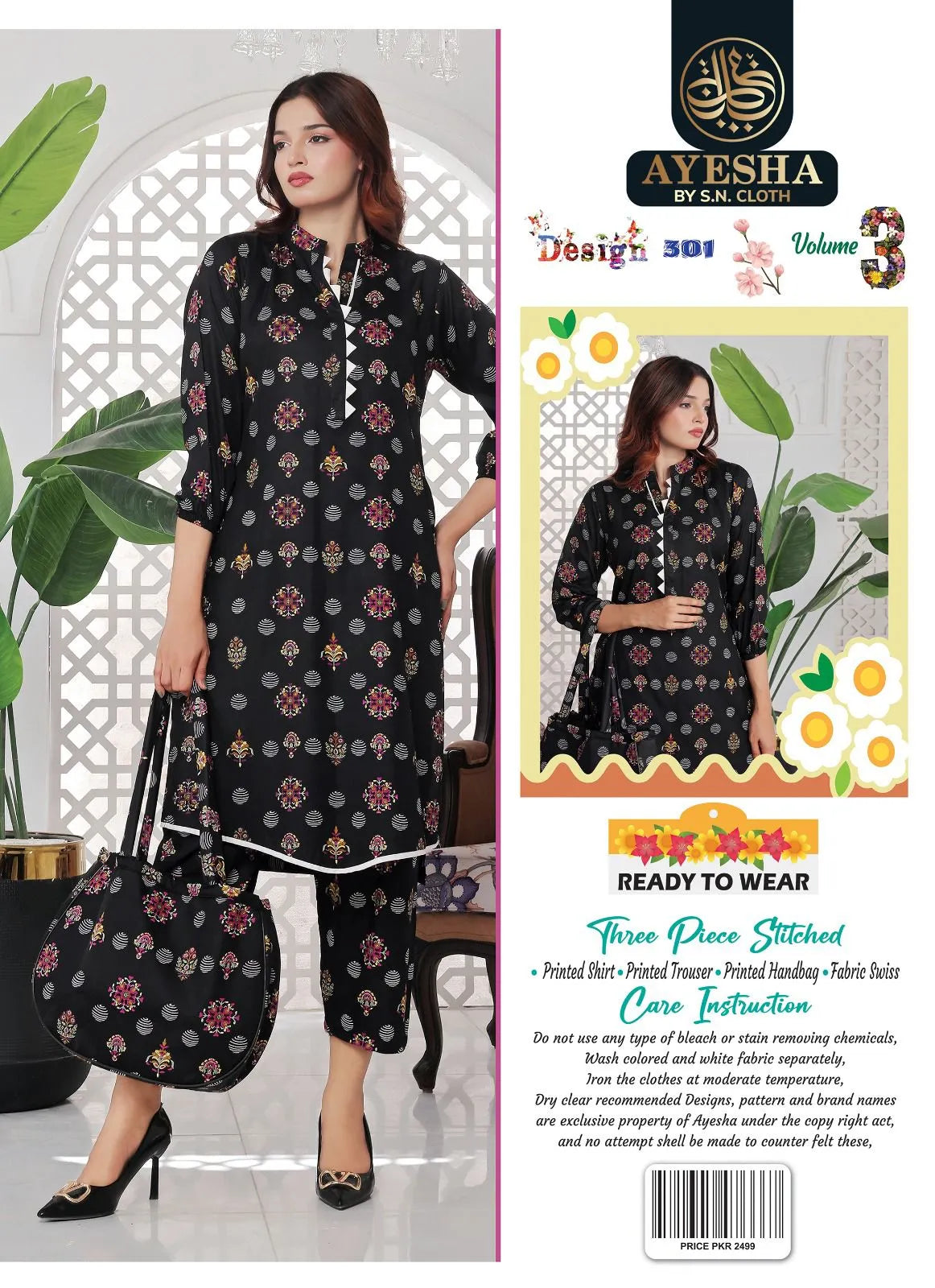 Premium Wash Wear 3-Piece Designer Vol-3 Pack Of 10 Suits Stitched