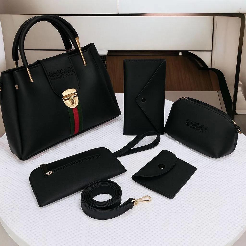 Gucci 5pcs Lock Style  High Quality Bag  Makeup Pouch  Mobile Pouch  Glass Wallet  Coin Pouch  Long Wallet