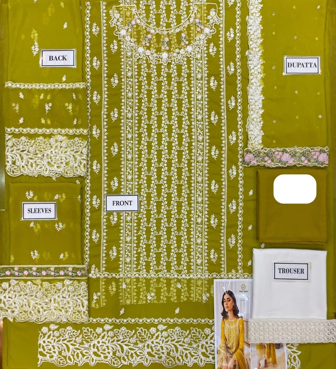 Azure Luxury Chiffon Embroidered Suit with Fully Embellished Front, Designer Sleeves, Ready-to-Wear Border Dupatta and Malai Trouser for Formal & Festive Wear