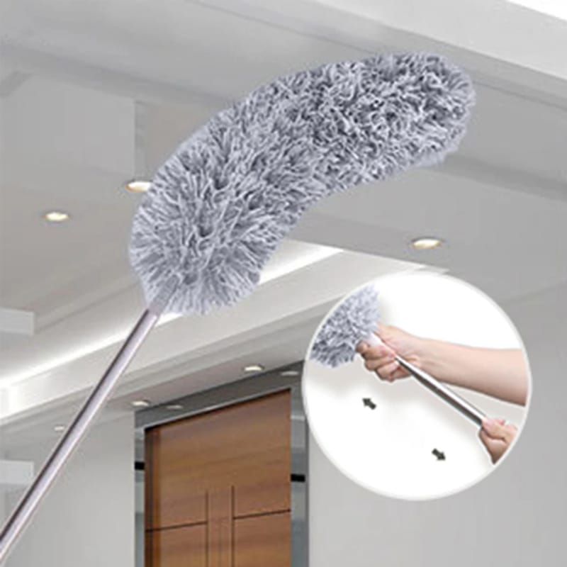 Extendable Microfiber Duster, Stainless Steel Telescoping Handle, Scratch-Proof Elbow, Bendable And Reusable Head for Efficient Furniture Removal, Washable Duster Brush, Suitable for Ceilings, Fans, Furniture, Living Rooms