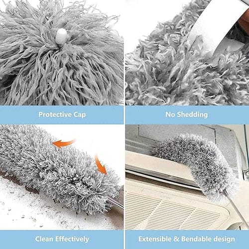 Extendable Microfiber Duster, Stainless Steel Telescoping Handle, Scratch-Proof Elbow, Bendable And Reusable Head for Efficient Furniture Removal, Washable Duster Brush, Suitable for Ceilings, Fans, Furniture, Living Rooms