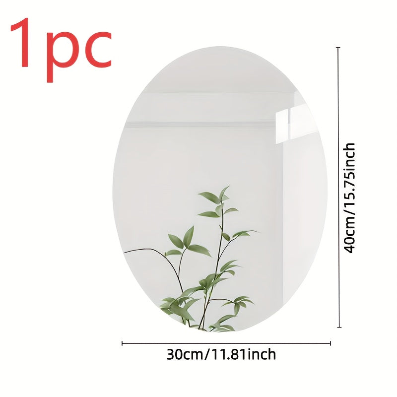 Oval Acrylic Mirror 20×30cm | No-Drill Wall-Mounted Shatterproof Makeup Mirror | Lightweight Bathroom Vanity Mirror for Bedroom, Living Room, Study, Dorm Room & Dressing Table | Dorm Room Essentials