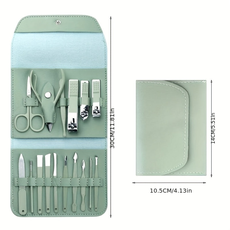 16pcs Professional Nail Care Kit with Portable Case - Complete Manicure & Pedicure Set, Nail Clippers, Cuticle Nippers, Foot & Hand Grooming Tools for Women & Men, At- or Travel, Heavy-Duty for thick/ Nails (No fragrances)
