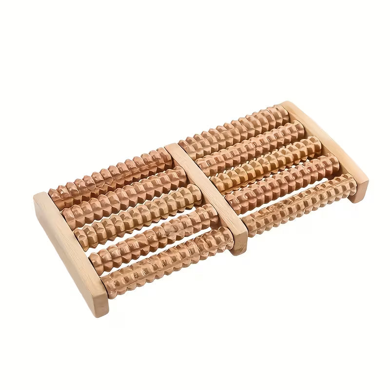 Wooden Foot Massager Roller – Dual Massage Control, Classic Natural Wood Design for Stress Relief & Daily Relaxation