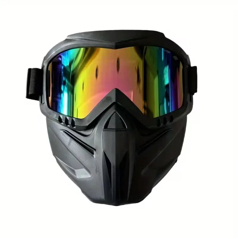 Anti-Fog Full Face Protective Mask with Integrated Goggles – Tactical Windproof & Impact-Resistant Shield for Cycling, Sports & Outdoor Activities