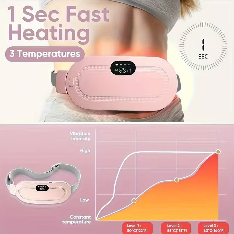 New Portable Cordless Heating Pad, Menstrual Heat Pad with 3-Temperature Settings & 4 Massage Modes, Fast-Heating Electric Back and Abdomen Warmer for Women and Girls