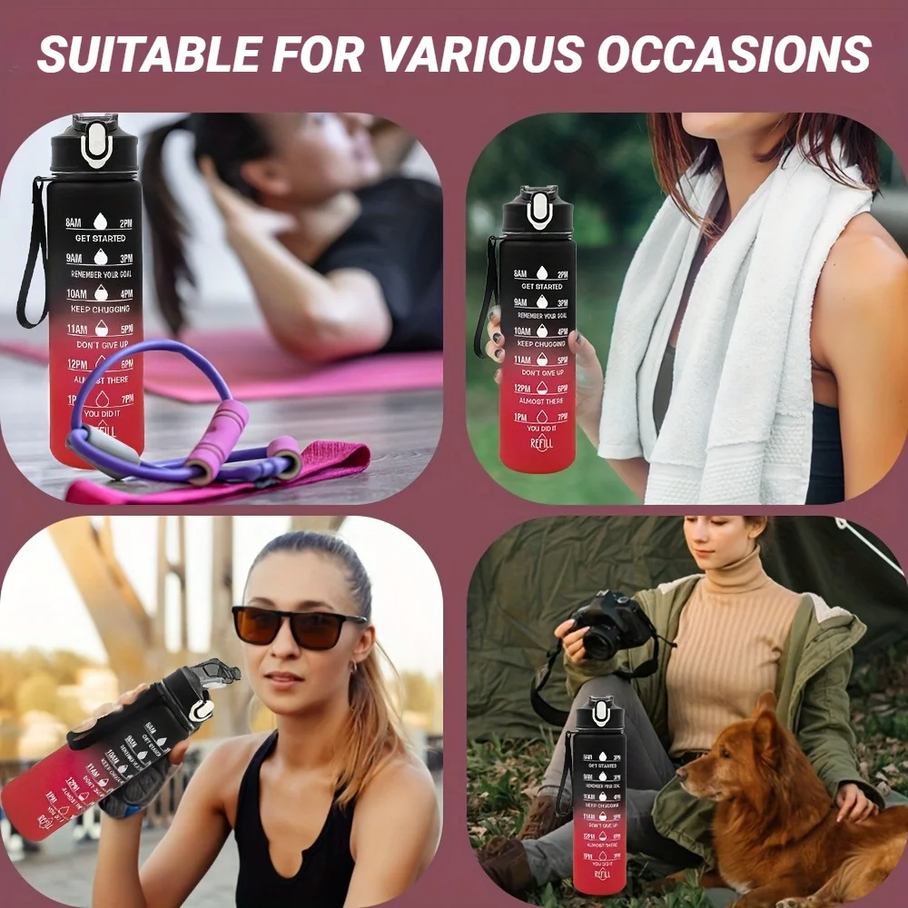 800ML Large Capacity Sports Water Bottle Leak Proof Plastic Drinking Cup With Scale Suitable For Travel Fitness Leakproof