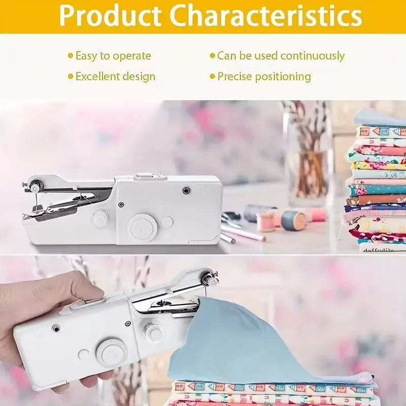 Battery Cell Operated Portable Handheld Sewing Machine – Cordless, Color-Coded Spool System, One-Touch Operation for Quick Clothing Repairs, DIY Tailoring & Travel Use