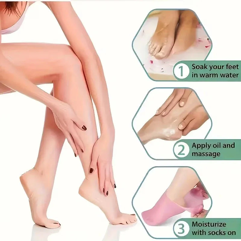 Premium Silicone Moisturizing Foot Care Socks – Hydrating Gel-Lined Socks for Dry & Cracked Heels | Reusable Softening Therapy for Men & Women