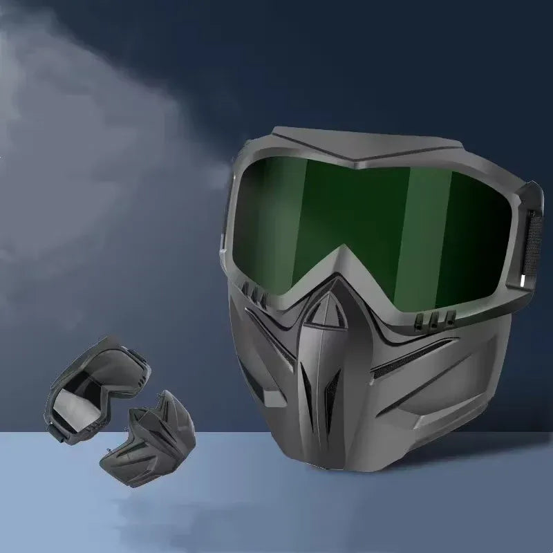 Anti-Fog Full Face Protective Mask with Integrated Goggles – Tactical Windproof & Impact-Resistant Shield for Cycling, Sports & Outdoor Activities