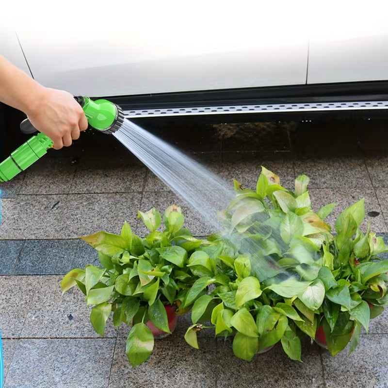 Expandable Garden Hose with 7-in-1 Adjustable High Pressure Nozzle, 7.62-60.96meter Retractable Water Hose for Car Washing, Plant Care, Lawn Irrigation, Green Flexible Hose with Connector