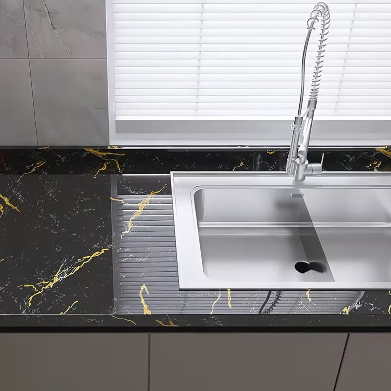Glossy Black Marble Sticker PVC Self Adhesive Marble Wallpaper Peel And Stick Removable for Kitchen Cabinet