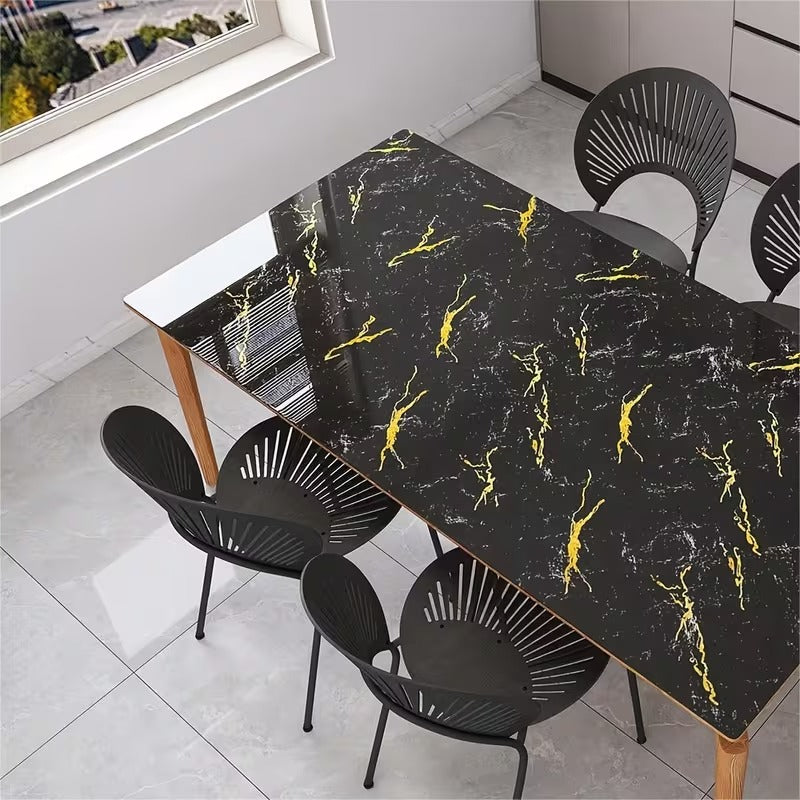 Glossy Black Marble Sticker PVC Self Adhesive Marble Wallpaper Peel And Stick Removable for Kitchen Cabinet