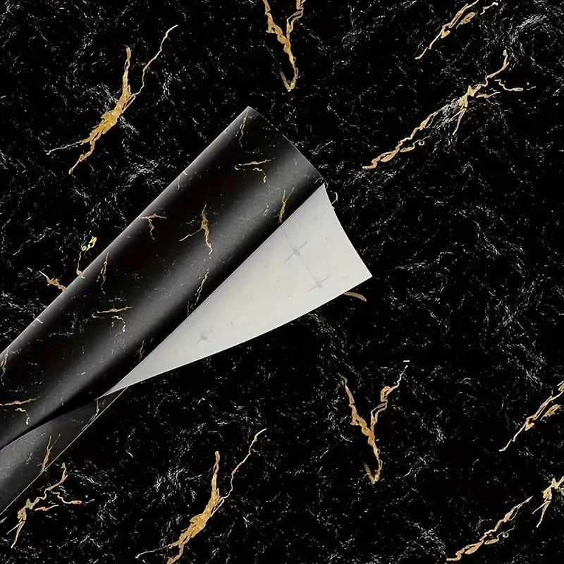 Glossy Black Marble Sticker PVC Self Adhesive Marble Wallpaper Peel And Stick Removable for Kitchen Cabinet