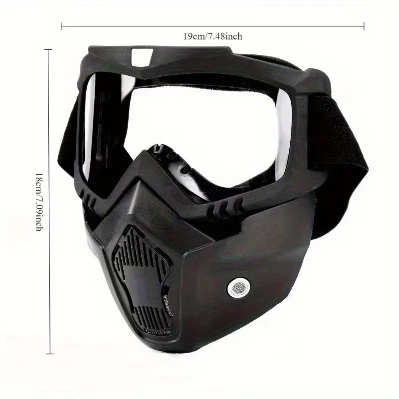 Anti-Fog Full Face Protective Mask with Integrated Goggles – Tactical Windproof & Impact-Resistant Shield for Cycling, Sports & Outdoor Activities