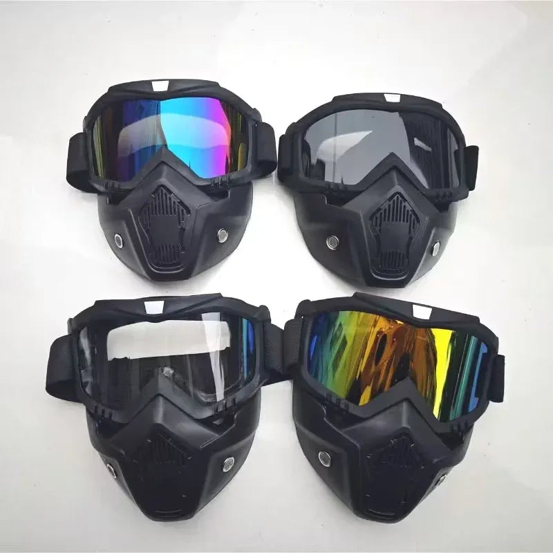 Anti-Fog Full Face Protective Mask with Integrated Goggles – Tactical Windproof & Impact-Resistant Shield for Cycling, Sports & Outdoor Activities