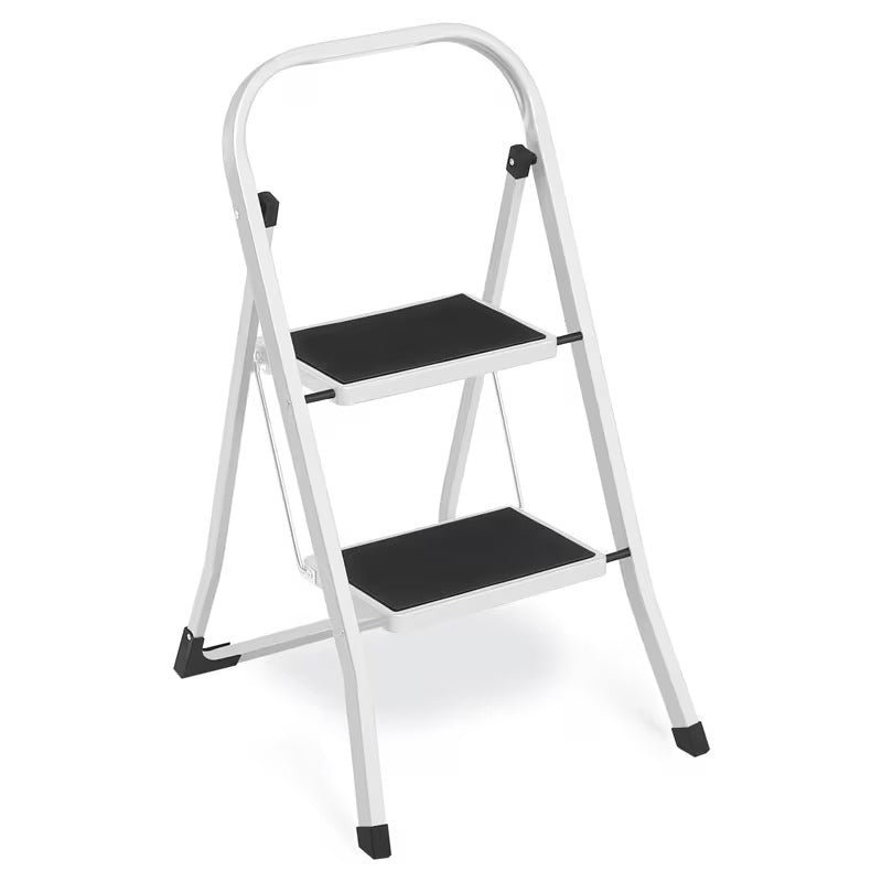 Modern Industrial Design Vigo 2-Step Folding Ladder Black Steel Certified for Home Kitchen Warehouse Use
