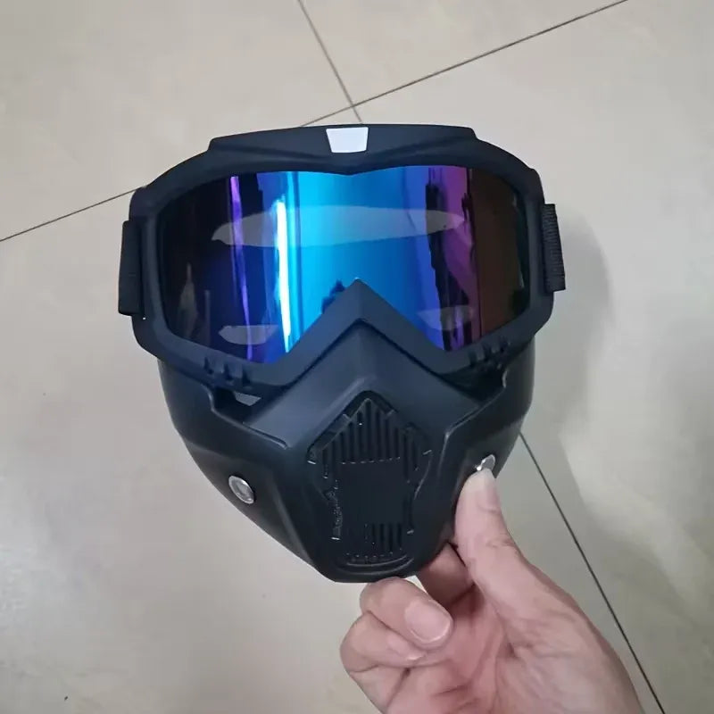 Anti-Fog Full Face Protective Mask with Integrated Goggles – Tactical Windproof & Impact-Resistant Shield for Cycling, Sports & Outdoor Activities