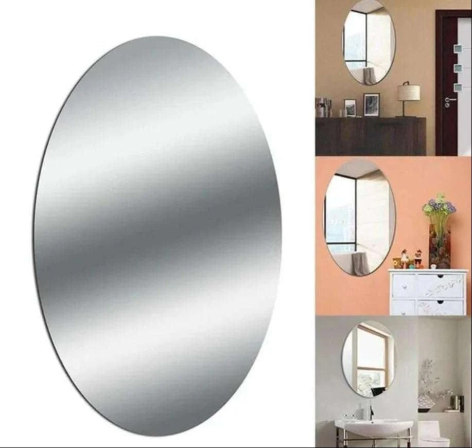Oval Acrylic Mirror 20×30cm | No-Drill Wall-Mounted Shatterproof Makeup Mirror | Lightweight Bathroom Vanity Mirror for Bedroom, Living Room, Study, Dorm Room & Dressing Table | Dorm Room Essentials