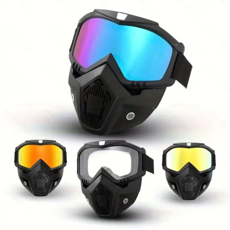 Anti-Fog Full Face Protective Mask with Integrated Goggles – Tactical Windproof & Impact-Resistant Shield for Cycling, Sports & Outdoor Activities