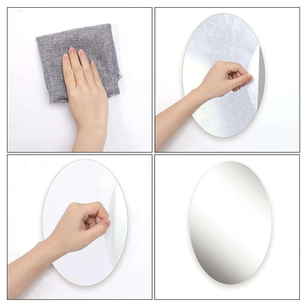 Oval Acrylic Mirror 20×30cm | No-Drill Wall-Mounted Shatterproof Makeup Mirror | Lightweight Bathroom Vanity Mirror for Bedroom, Living Room, Study, Dorm Room & Dressing Table | Dorm Room Essentials