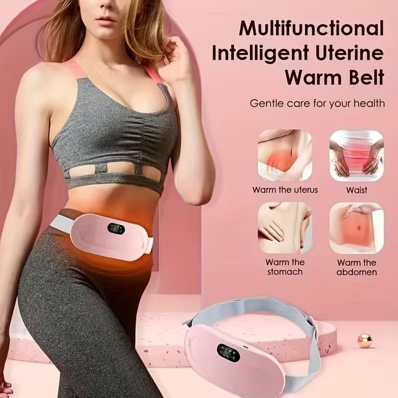 New Portable Cordless Heating Pad, Menstrual Heat Pad with 3-Temperature Settings & 4 Massage Modes, Fast-Heating Electric Back and Abdomen Warmer for Women and Girls