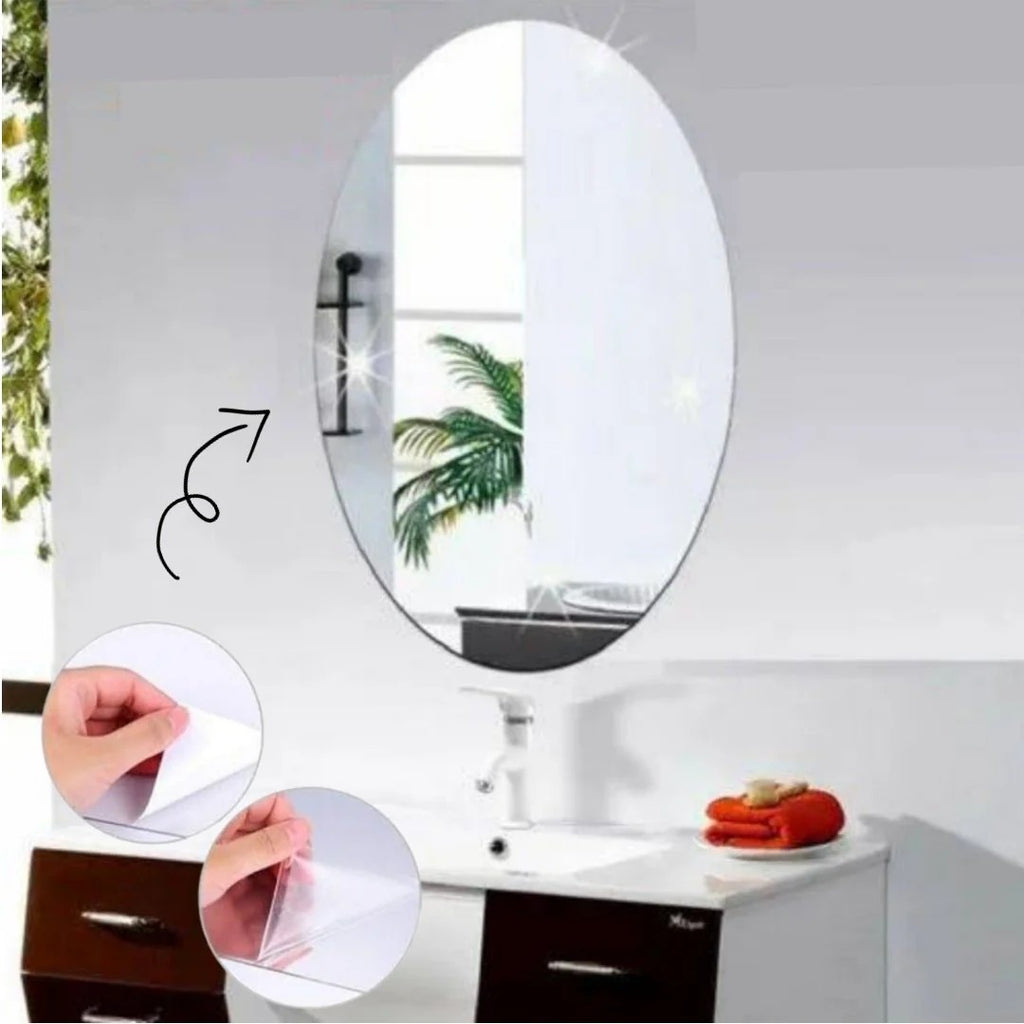 Oval Acrylic Mirror 20×30cm | No-Drill Wall-Mounted Shatterproof Makeup Mirror | Lightweight Bathroom Vanity Mirror for Bedroom, Living Room, Study, Dorm Room & Dressing Table | Dorm Room Essentials