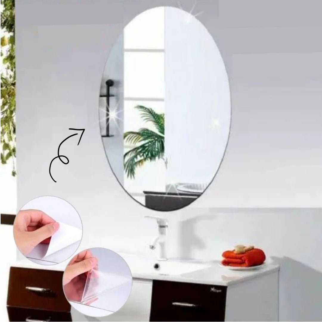 Oval Acrylic Mirror 20×30cm | No-Drill Wall-Mounted Shatterproof Makeup Mirror | Lightweight Bathroom Vanity Mirror for Bedroom, Living Room, Study, Dorm Room & Dressing Table | Dorm Room Essentials