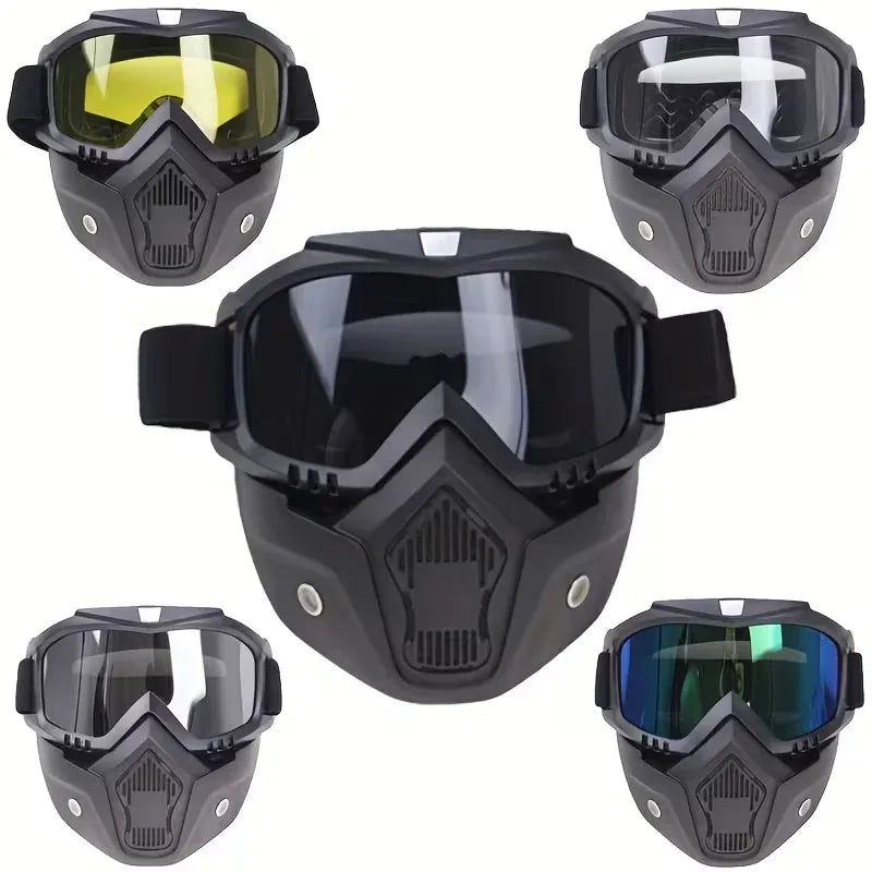 Anti-Fog Full Face Protective Mask with Integrated Goggles – Tactical Windproof & Impact-Resistant Shield for Cycling, Sports & Outdoor Activities