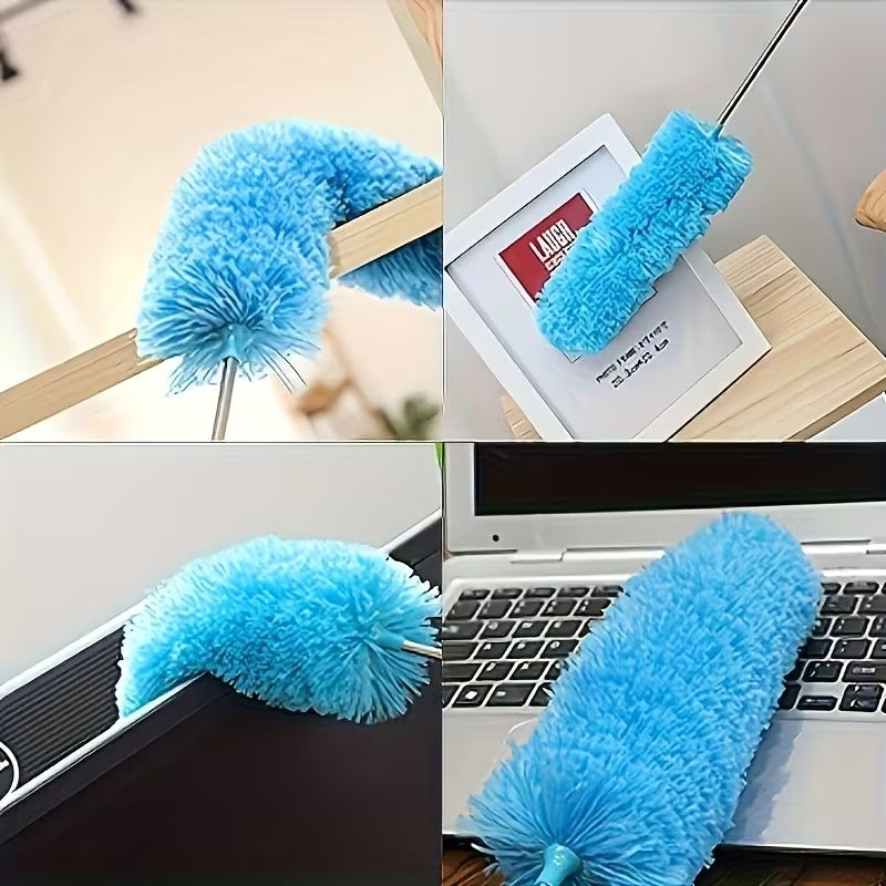 Extendable Microfiber Duster, Stainless Steel Telescoping Handle, Scratch-Proof Elbow, Bendable And Reusable Head for Efficient Furniture Removal, Washable Duster Brush, Suitable for Ceilings, Fans, Furniture, Living Rooms
