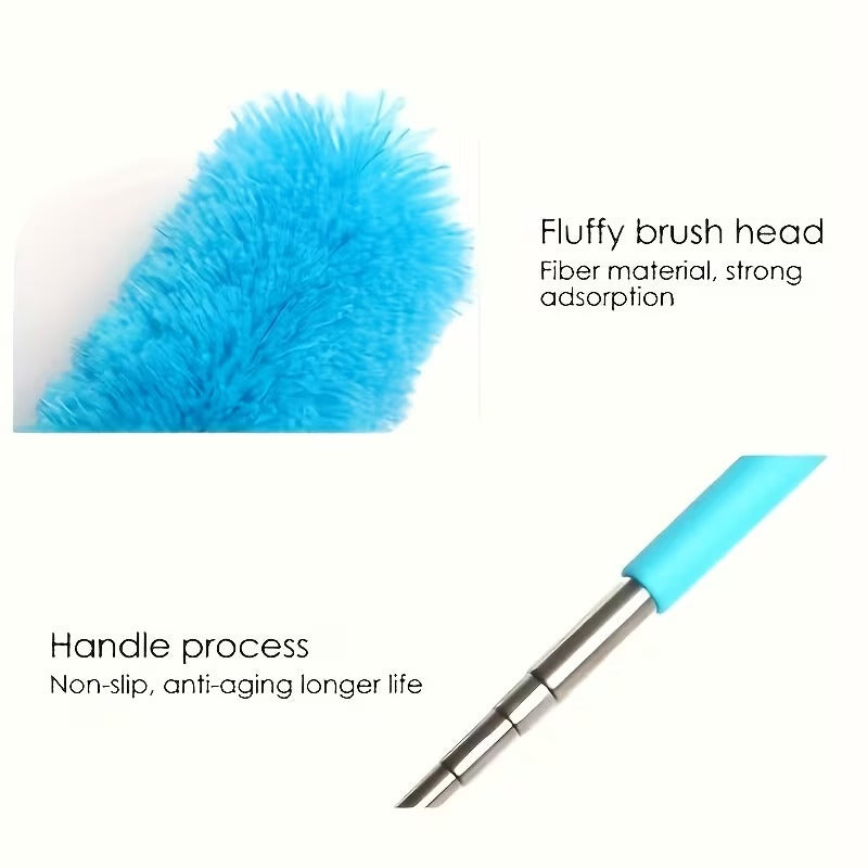 Extendable Microfiber Duster, Stainless Steel Telescoping Handle, Scratch-Proof Elbow, Bendable And Reusable Head for Efficient Furniture Removal, Washable Duster Brush, Suitable for Ceilings, Fans, Furniture, Living Rooms