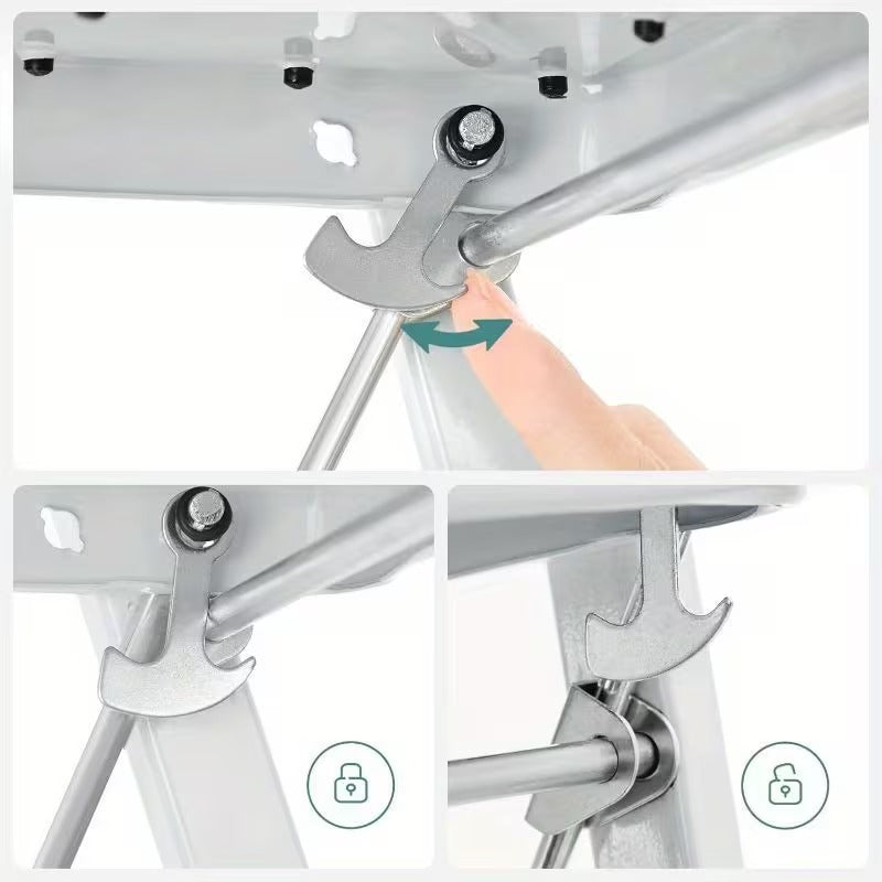 Modern Industrial Design Vigo 2-Step Folding Ladder Black Steel Certified for Home Kitchen Warehouse Use