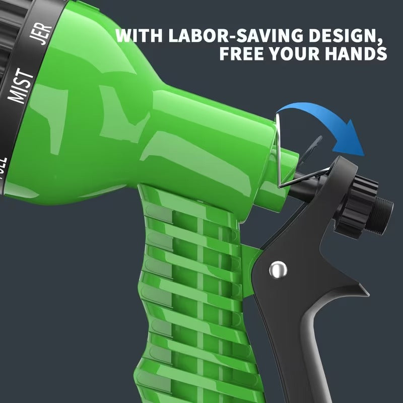 Expandable Garden Hose with 7-in-1 Adjustable High Pressure Nozzle, 7.62-60.96meter Retractable Water Hose for Car Washing, Plant Care, Lawn Irrigation, Green Flexible Hose with Connector