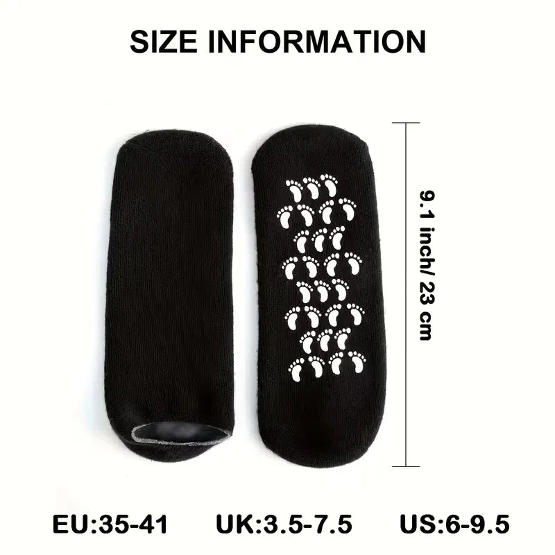 Soft Gel Moisturizing Foot Care Socks with Gel Mask Sleeves & Relaxing Massage Stick – Spa Kit for Dry Feet & Cracked Heels | Reusable Heel Protector Socks for Men & Women