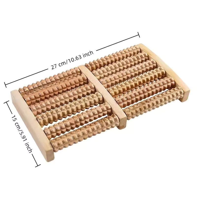 Wooden Foot Massager Roller – Dual Massage Control, Classic Natural Wood Design for Stress Relief & Daily Relaxation