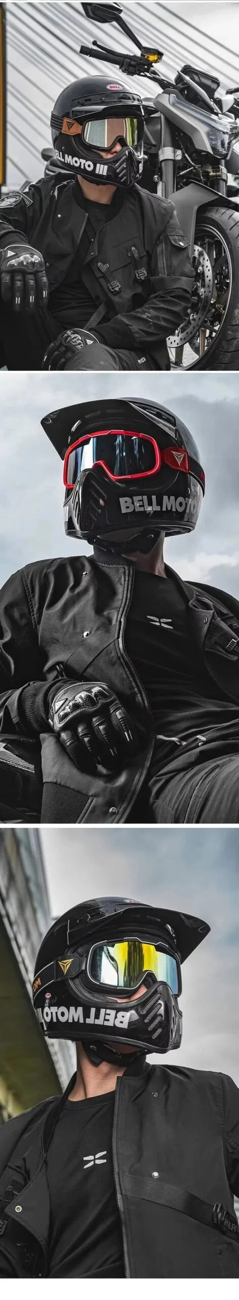 Anti-Fog Full Face Protective Mask with Integrated Goggles – Tactical Windproof & Impact-Resistant Shield for Cycling, Sports & Outdoor Activities