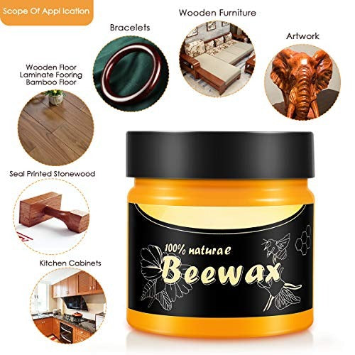 Beeswax Furniture Polish ,Wood Seasoning Beeswax - Natural Wood Wax Traditional Beeswax Polish for Wood & Furniture ,Beeswax Wood Polish and Cleaner for Furniture Care (85g)