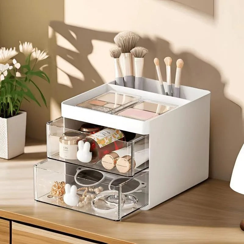 Small Desk Organizer With Drawer, Office Desktop Storage Box, Makeup Organizer, Business Card/Pen/Pencil/Mobile Phone/Stationery