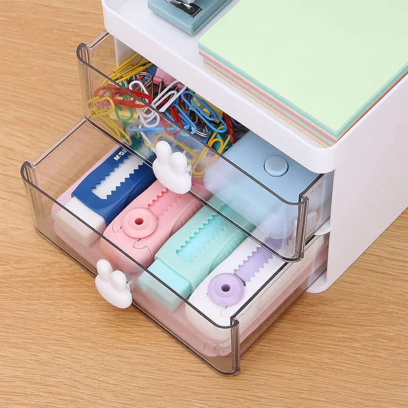 Small Desk Organizer With Drawer, Office Desktop Storage Box, Makeup Organizer, Business Card/Pen/Pencil/Mobile Phone/Stationery