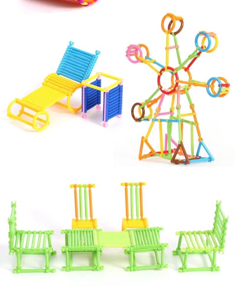 Children's Plastic Stick-Shaped Splicing Building Blocks DIY Play Fun Toys