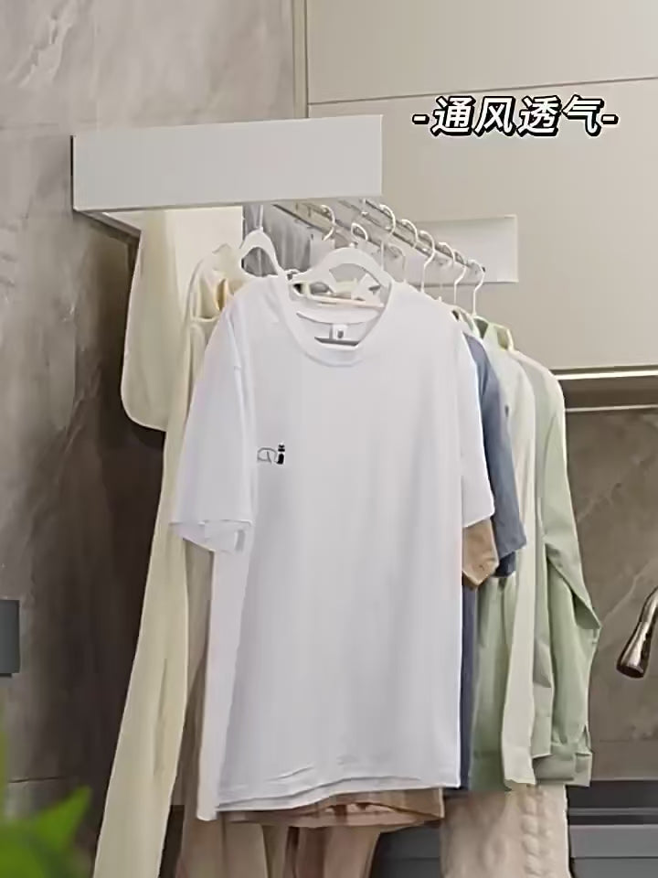 Wall-Mounted Invisible Clothes Drying Storage Rack Indoor Folding Clothes Hanger Balcony Clothesline Pole Hanger Towel Organizer