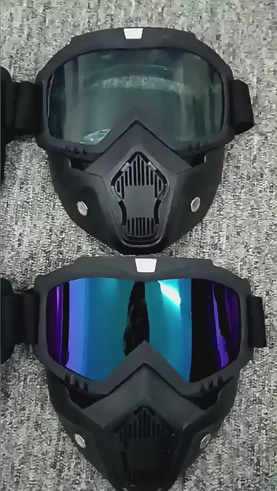 Anti-Fog Full Face Protective Mask with Integrated Goggles – Tactical Windproof & Impact-Resistant Shield for Cycling, Sports & Outdoor Activities