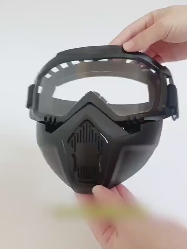 Anti-Fog Full Face Protective Mask with Integrated Goggles – Tactical Windproof & Impact-Resistant Shield for Cycling, Sports & Outdoor Activities