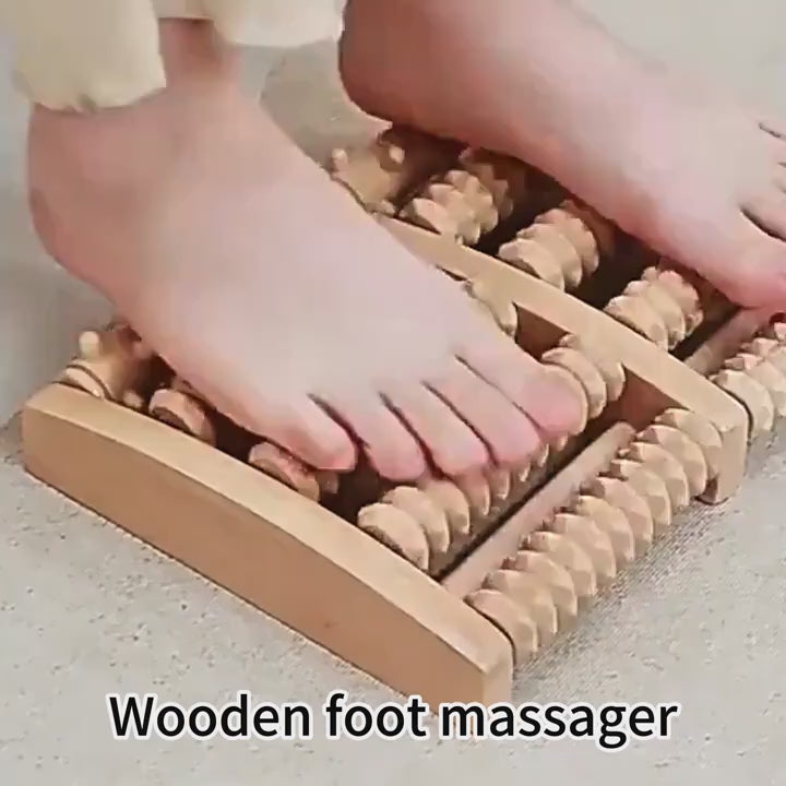 Wooden Foot Massager Roller – Dual Massage Control, Classic Natural Wood Design for Stress Relief & Daily Relaxation