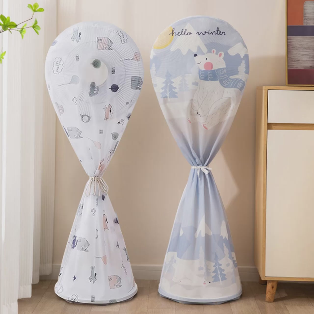 Pedestal Fan Floor Fan Cover Washable Waterproof Dustproof Standing Round Electric Fan Protective Cover Household Universal Storage Cover