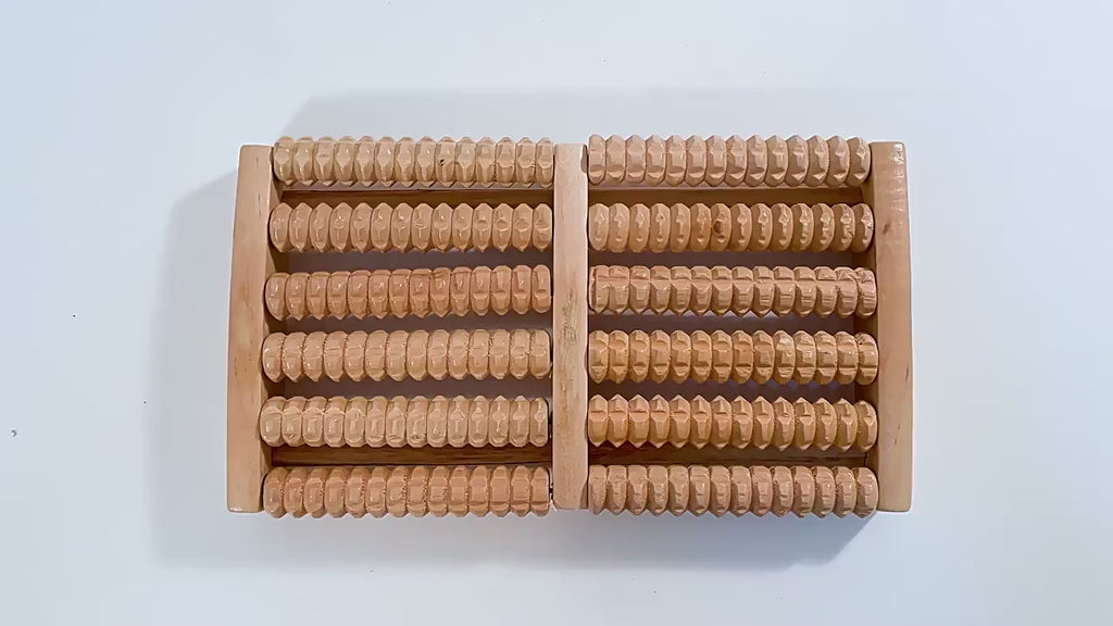 Wooden Foot Massager Roller – Dual Massage Control, Classic Natural Wood Design for Stress Relief & Daily Relaxation